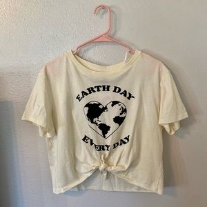 Yellow “Earth Day” Cropped Tee